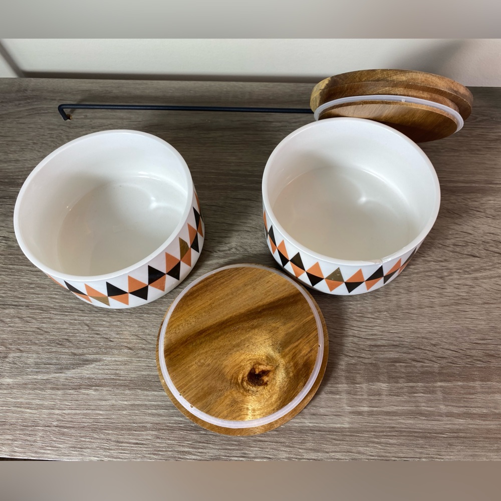 Aztecs Canisters  with Wooden lids